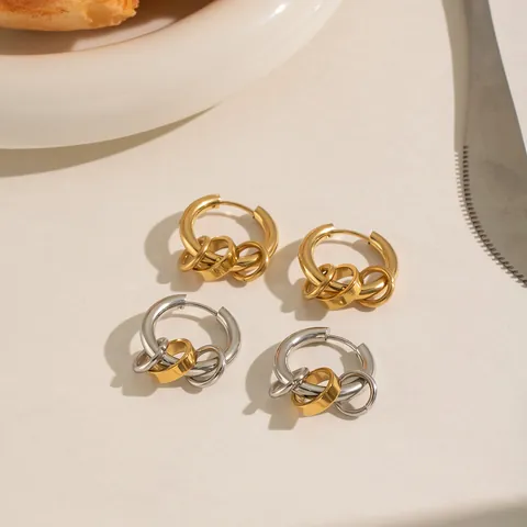 Minimalist Stainless Steel Round Circle Dangle Earrings For Women Modern Geometric PVD Gold Plated Hypoallergenic Jewelry Gift