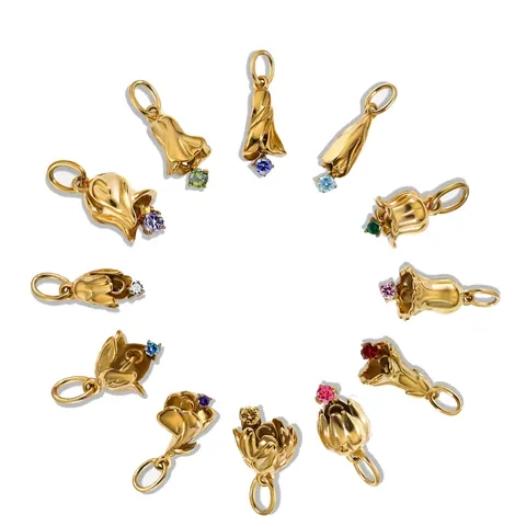 Roestvrijstalen Geboortebloem Hanger Gepersonaliseerde Strass Geboortemaand Bloem Charme Voor DIY Sieraden Maken Kettingen Accessoires