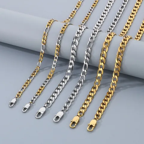 Edelstahl Figaro Halskette Und Armband Hip Hop Cuban Link Herrenschmuck