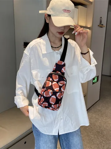 Borsello da Petto Sportivo da Donna in Nylon Borsa a Tracolla con Motivo Baseball Basket Calcio per Tempo Libero Viaggi