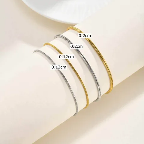 Minimalista Braccialetto a Catena di Serpente in Acciaio Inossidabile per Donna Moda Elegante Oro Argento Placcato Tondo Regolabile Gioielli Regalo