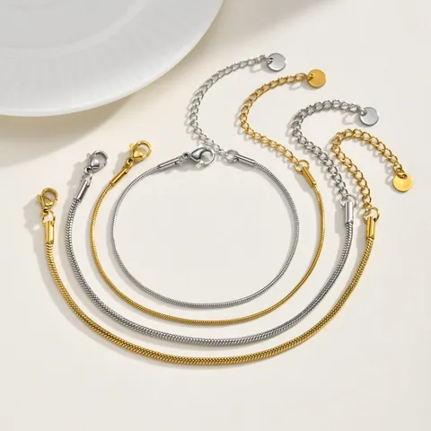 Minimalista Braccialetto a Catena di Serpente in Acciaio Inossidabile per Donna Moda Elegante Oro Argento Placcato Tondo Regolabile Gioielli Regalo