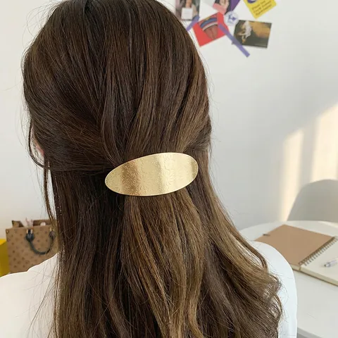 Pinzas Para El Cabello De Metal Dorado Minimalistas Pasador De Resorte Geométrico Soporte De Coleta Para Mujeres