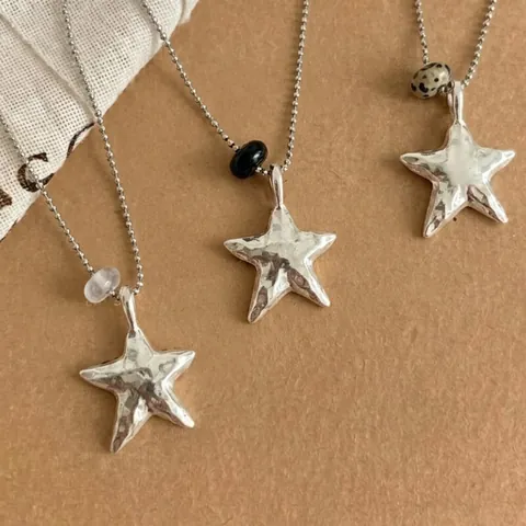 Collana con Pendente a Stella Stile Ins Coreano da Donna Stella Metallica Vintage Catena della Clavicola Gioielli di Moda Geometrici
