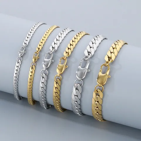 Minimalist Titanium Steel Flat NK Chain Necklace For Men Women Gold Silver Plated Cuban Link Snake Bone Chain Necklaces Jewelry