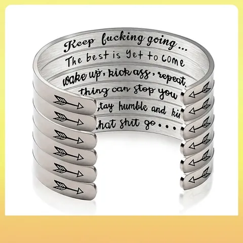 Inspirational Stainless Steel Cuff Bracelet Open Bangle Minimalist Fashion Jewelry For Men And Women