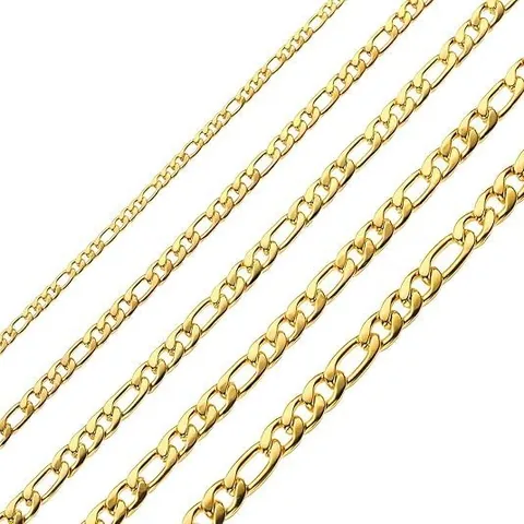 Collar de Cadena Figaro de Acero Inoxidable Hip Hop Para Hombres Mujeres Cadena de Eslabones Geométricos Color Oro Plata Joyas