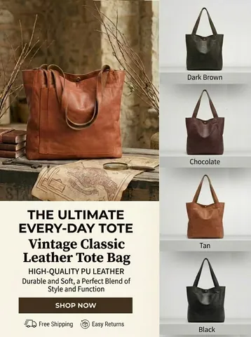 Borsa Tote Grande Capacità Donna Retrò Pelle PU Borsa A Spalla Con Tasca Esterna E Piccola Pochette Coordinata Moda