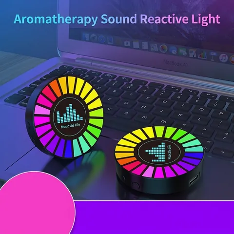 RGB Rhythm Pickup Light Sound Activated Music Sync LED Atmosphere Lamp For Desktop Car Decor Plastic Voice Control