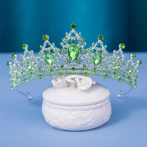 Diadème Couronne Baroque en Strass pour Mariée Princesse Alliage Cristal Mariage Anniversaire Fête Accessoires Cheveux Or Argent
