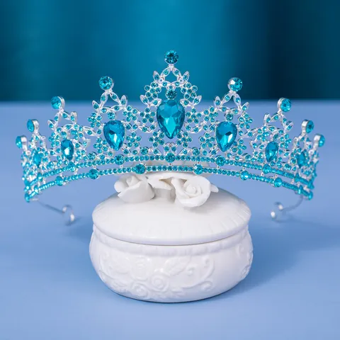 Diadème Couronne Baroque en Strass pour Mariée Princesse Alliage Cristal Mariage Anniversaire Fête Accessoires Cheveux Or Argent