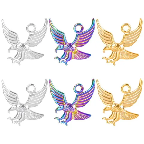 Stainless Steel Eagle Pendant Necklace For Women Men Gold Silver Rainbow Eagle Charm DIY Jewelry Accessories Animal Wings Necklace