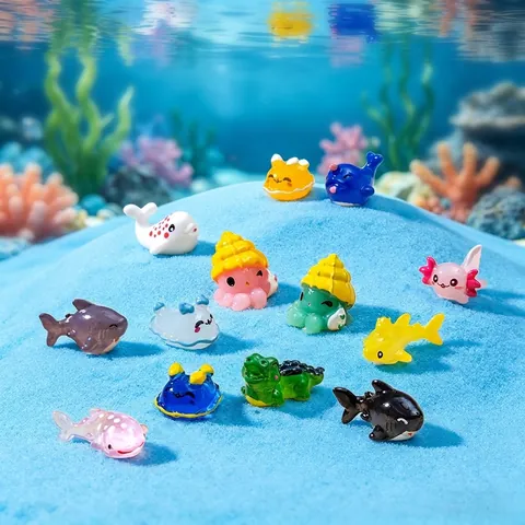 Mini Oceaan Dieren Figuren Lichtgevend In Het Donker Hars Haai Walvis Octopus Schildpad Ornamenten Micro Landschap Bureau