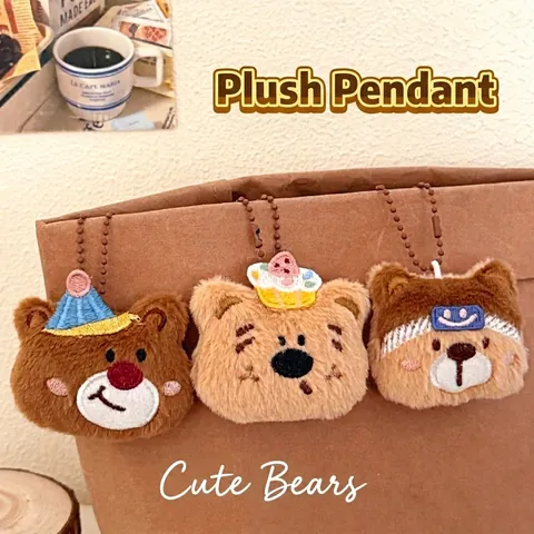 Cartoon Animal Plush Keychain Pendant Soft Stuffed Bear Dog Cat Penguin Bag Charm Ornament For Girls Kids Gifts