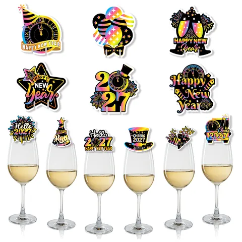 Segnaposto Decorativi per Calici da Vino in Carta Laser Arcobaleno per Festa Marcatori per Bevande Decorazione Atmosfera