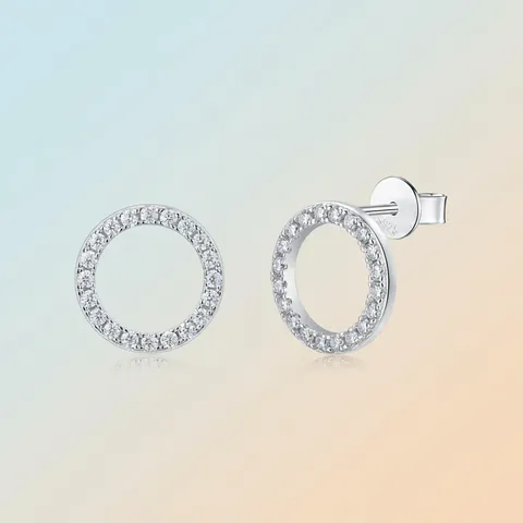 925 Sterling Silver Moissanite Stud Earrings Luxury Round Geometric Circle Earrings For Women Fashion Elegant Jewelry