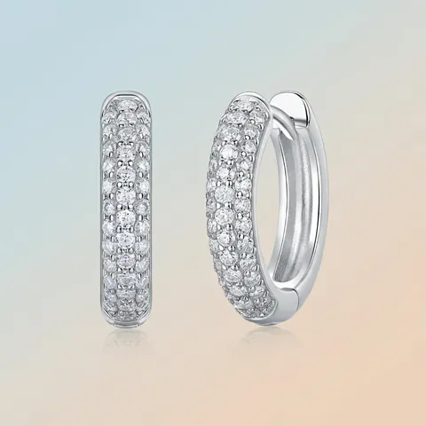 Moissanite Pave Hoop Oorbellen 925 Sterling Zilver Fonkelende Geometrische Luxe Sieraden Voor Dames