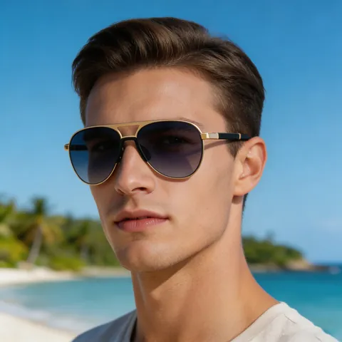 Occhiali Da Sole Aviatore Vintage Doppio Ponte Metallo UV400 Moda Retrò Per Uomini Protezione Solare