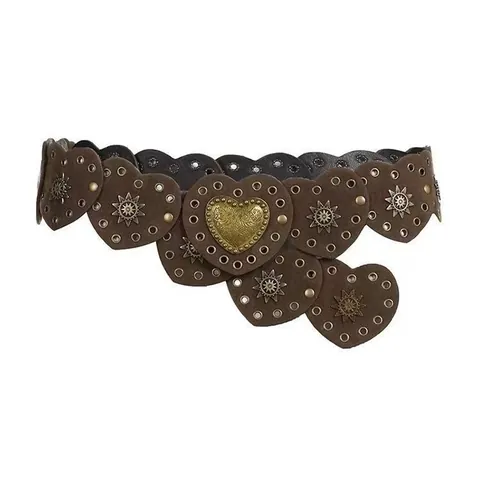 Böhmisch Retro Damen Gürtel Mit Großer Geschnitzter Metallschnalle Runder PU Leder Gürtel Mit Ösen Für Kleider Y2K Mode