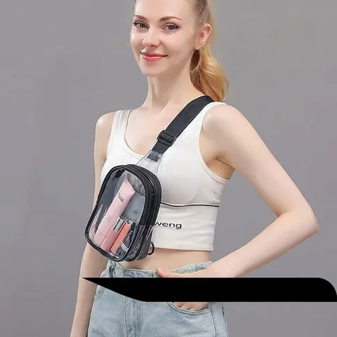 Klarer PVC Crossbody Sling Bag Stadion Zugelassen Transparente Brusttasche Mit Verstellbarem Riemen Für Damen Herren Sport Outdoor Reisen