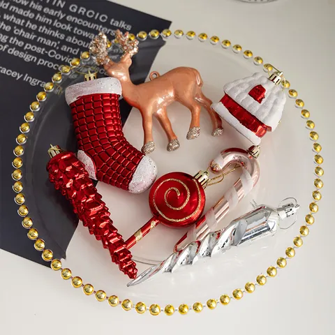 Weihnachten Hängende Ornamente Festliche Rentier Zuckerstange Eiszapfen Verschneites Haus Strumpf Dekoration Für Holiday Tree Home Decor