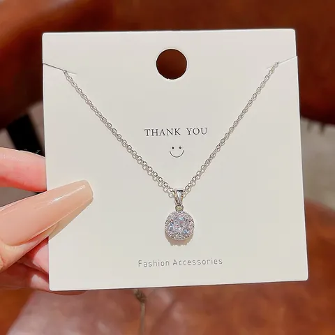 Luxe Zirkonia Ronde Hanger Ketting Voor Vrouwen Titanium Staal Goud Zilver Verguld Ins Niche Ontwerp Sleutelbeen Ketting Sieraden
