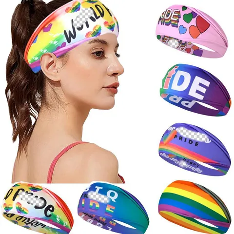 Fascia Sportiva Arcobaleno Alta Elasticità Fascia Sudore Traspirante Per Pride Month LGBTQ Carnevale Accessorio Per Capelli Unisex Corsa Yoga