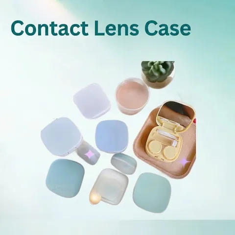 Portable Contact Lens Case Oval Macaron Color Plastic Storage Box With Mirror Tweezers Suction Stick And Bottle