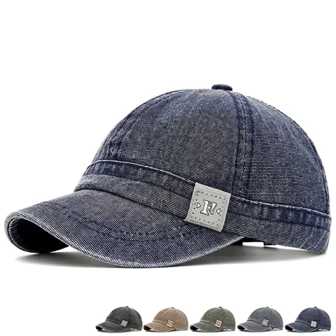 Cappello Da Baseball In Tela Lavata Vintage Visiera Corta Regolabile Traspirante Protezione Solare Outdoor Unisex