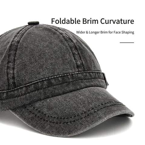 Cappello Da Baseball In Tela Lavata Vintage Visiera Corta Regolabile Traspirante Protezione Solare Outdoor Unisex
