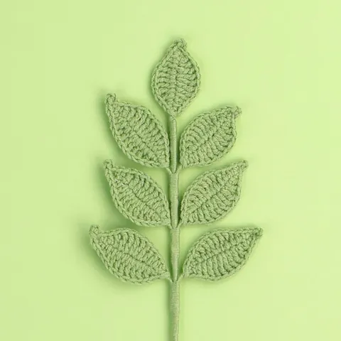 Handmade Crochet Gradient Leaves Branch Yarn Knitted Artificial Plant For Home Wedding Party Decor Aesthetic Ornament Gift