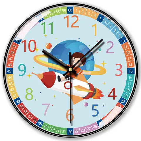 10 Inch Children Educational Wall Clock Silent Non-Ticking Colorful 12/24 Hour Time Teaching Clock For Kids Bedroom School Home Decor
