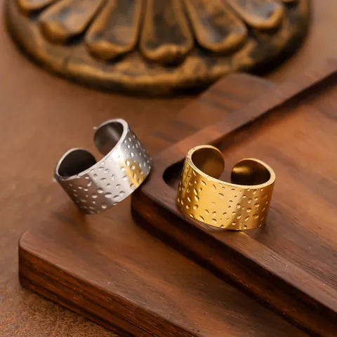 Vintage Goldene Edelstahl Ringe Für Damen Herz Stern Blatt Gehämmert Verstellbar Mode Finger Schmuck