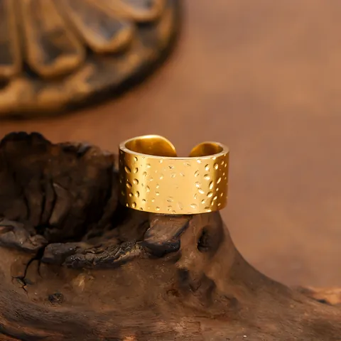 Vintage Goldene Edelstahl Ringe Für Damen Herz Stern Blatt Gehämmert Verstellbar Mode Finger Schmuck