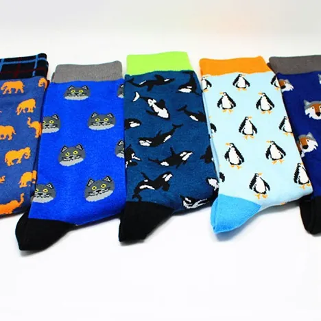 Funny Novelty Patterned Crew Socks Cotton Blend Breathable Colorful Printed Socks For Men Women Animal Food Sports Socks