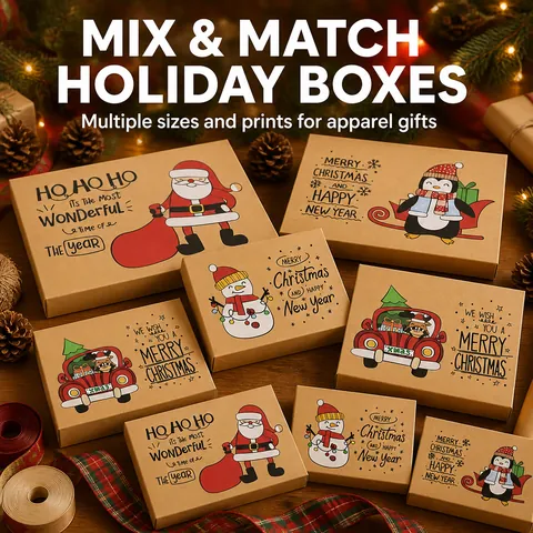 Festliche Kraftpapier Weihnachtsgeschenkbox Mit Cartoon Weihnachtsmann Schneemann Pinguin Mustern Feiertagsverpackung Party Dekor