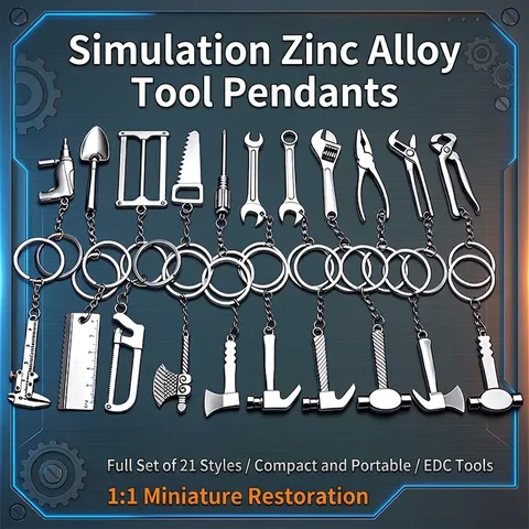 Miniatur Hardware Werkzeug Schlüsselanhänger Metall Simulation Schlüssel Hammer Zange Axt Säge Neuheit DIY Geschenk Für Männer