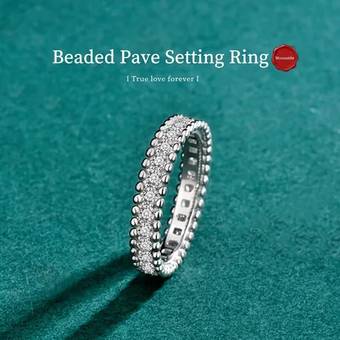 925 Sterling Silver Moissanite Eternity Ring For Women Milgrain Edge Kaleidoscope Full Inlaid Wedding Band D Color VVS1 Fashion Jewelry