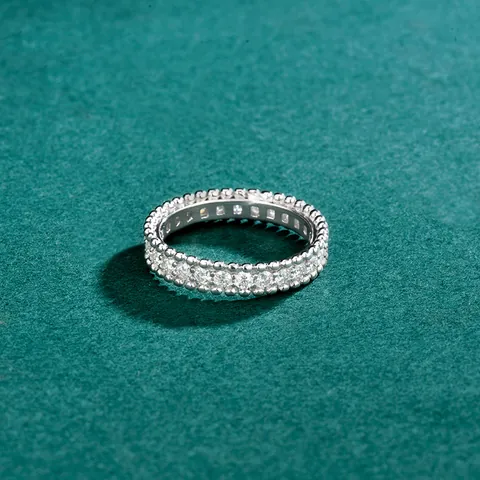 925 Sterling Silver Moissanite Eternity Ring For Women Milgrain Edge Kaleidoscope Full Inlaid Wedding Band D Color VVS1 Fashion Jewelry