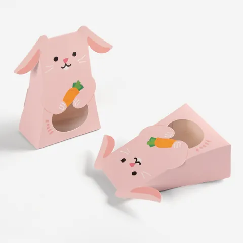 Scatola Regalo in Carta Con Animali Cartone Animato Con Finestra Trasparente Sacchetto Pieghevole Per Caramelle Calzini Festa Gatto Cane Coniglio