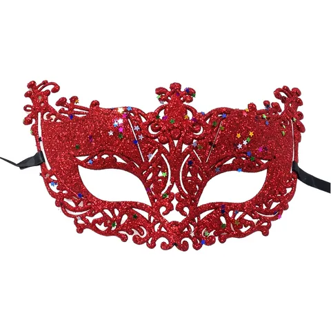 Máscara De Mascarada Veneciana Purpurina Máscara De Ojos De Zorro Hueca Para Halloween Carnaval Fiesta Disfraz Plástico