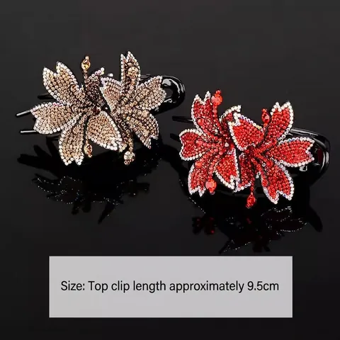 Eleganter Strass Blumen Haarklammer Vintage Harz Floral Entenschnabel Clip Funkelnde Haaraccessoires Für Damen Bankett Party