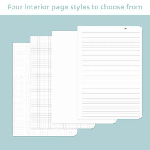 Cuaderno A5 de Cuero PU con Tapa Dura con Banda Elástica Bucle para Bolígrafo Papel Grueso Puntos Rayas Cuadrícula Blanco Oficina