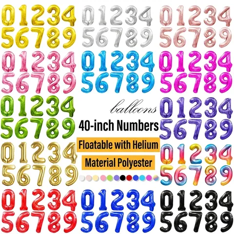 Large Aluminum Foil Number Balloon For Birthday Party Anniversary Celebration Wedding Decoration Metallic Finish Balloons
