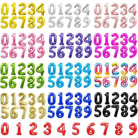 Large Aluminum Foil Number Balloon For Birthday Party Anniversary Celebration Wedding Decoration Metallic Finish Balloons