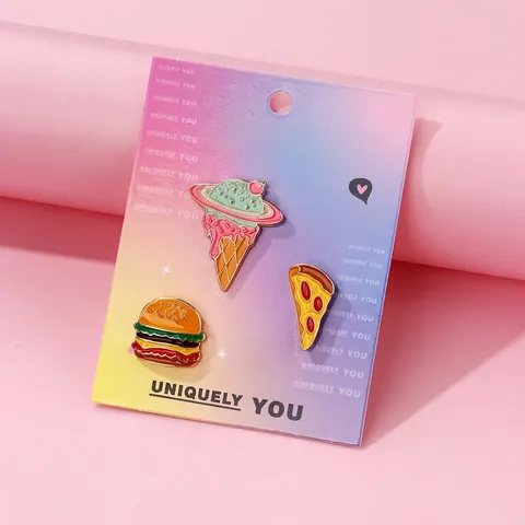 Cute Cartoon Food Enamel Brooch Pin Burger Pizza And Planet Ice Cream Alloy Lapel Pin For Backpack Clothes Jewelry Gift