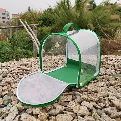 Gabbia per Insetti Pieghevole Portatile Habitat per Farfalle Con Finestra in PVC Trasparente Vista a 360 Gradi Gabbia in Rete Traspirante per Bambini Apprendimento Scientifico