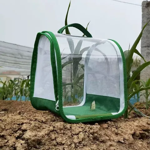 Gabbia per Insetti Pieghevole Portatile Habitat per Farfalle Con Finestra in PVC Trasparente Vista a 360 Gradi Gabbia in Rete Traspirante per Bambini Apprendimento Scientifico