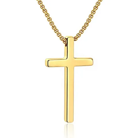 Minimalistische Edelstahl Kreuz Anhänger Halskette Für Herren ins Stil Boxkette Gold Silber Schwarz Titan Stahl Schmuck