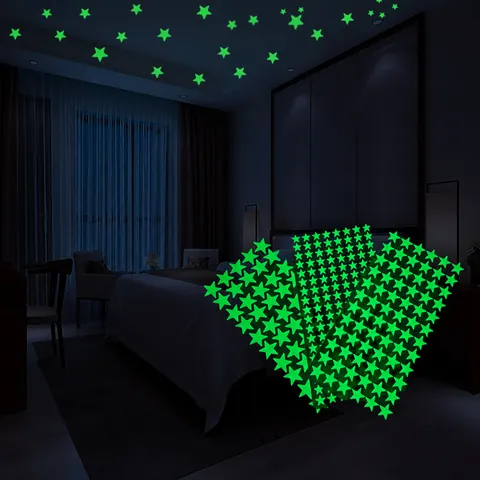 Étoiles Lumineuses Autocollants Muraux PET Stickers Fluorescents Pour Chambre D'enfants Décoration De Plafond